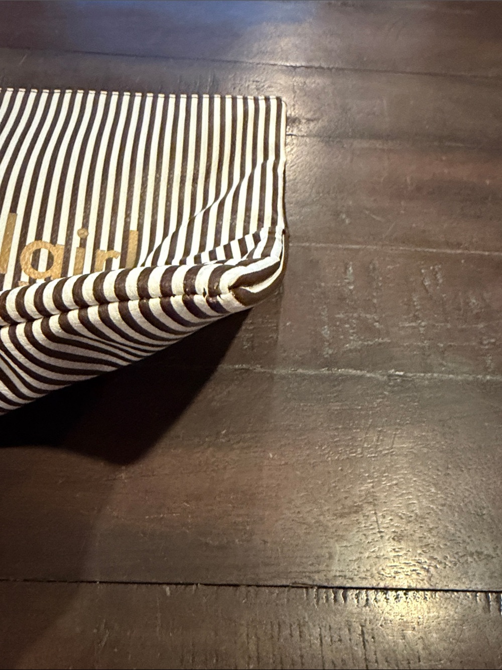 henri bendel Brown and White Striped "#bendelgirl" Cosmetic Pouch - Picture 7 of 8